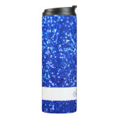 Eleganter Blue Glitzer Individuelle Name Thermosbecher (Nach links gedreht)