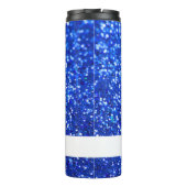 Eleganter Blue Glitzer Individuelle Name Thermosbecher (Rückseite)