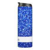 Eleganter Blue Glitzer Individuelle Name Thermosbecher (Nach rechts gedreht)