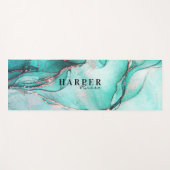 Eleganter Blue Glitzer Individuelle Name Yoga Mat Yogamatte (Vorderseite (Horizontal))