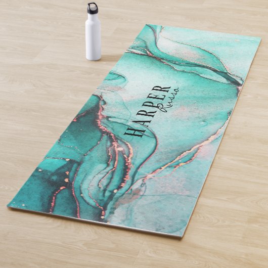 Eleganter Blue Glitzer Individuelle Name Yoga Mat Yogamatte (Beispiel)