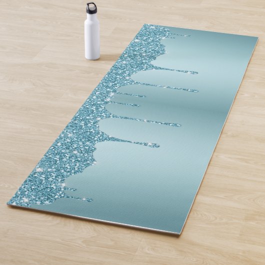Eleganter Blue Glitzer Individuelle Name Yoga Mat Yogamatte (Beispiel)