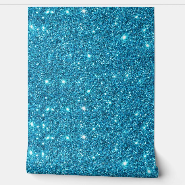 Eleganter Blue Glitzer Sparkle Muster Tapete (Abrollen)