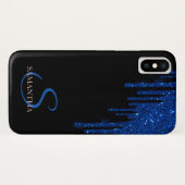 Eleganter Blue Glitzer Tropfen Case-Mate iPhone Hülle (Rückseite (Horizontal))