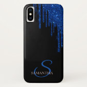 Eleganter Blue Glitzer Tropfen Case-Mate iPhone Hülle (Rückseite)