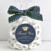 Eleganter Blue Gold Abschluss Vielen Dank Runder Aufkleber