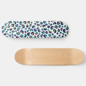 Eleganter Blue Gold Glitzer Leopard Animal Print Skateboard (Horizontal)