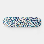 Eleganter Blue Gold Glitzer Leopard Animal Print Skateboard (Horizontal)