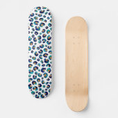 Eleganter Blue Gold Glitzer Leopard Animal Print Skateboard (Vorderseite)