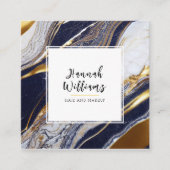 Eleganter Blue Gold Glitzer QR Code Abstrakt Marbl Quadratische Visitenkarte (Vorderseite)