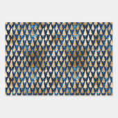 Eleganter Blue Gold Glitzer Weihnachtsbaumen Geschenkpapier Set (Vorderseite 3)