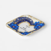 Eleganter Blue-Gold-Heart-Rahmen Pappteller (Gewinkelt)