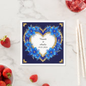 Eleganter Blue-Gold-Heart-Rahmen Serviette (Beispiel)