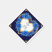Eleganter Blue-Gold-Heart-Rahmen Serviette (Ecke)