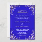 Eleganter Blue Gold Islamic Wedding qr Code Einladung (Vorderseite)