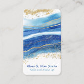 Eleganter Blue-Gold-Marmor Visitenkarte (Vorderseite)