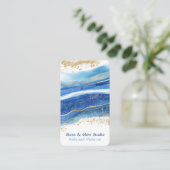 Eleganter Blue-Gold-Marmor Visitenkarte (Stehend Vorderseite)