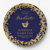 Eleganter Blue Gold Pharmacy School Abschluss Pappteller (Vorderseite)
