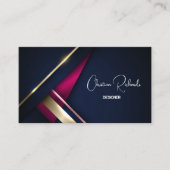 Eleganter Blue Gold Pink Visitenkarte (Vorderseite)