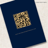 Eleganter Blue Gold QR Code Hochzeitdetails Begleitkarte