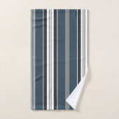 Eleganter Blue Gray French Ticking Stripe Badhandtuch Set (Handtuch)