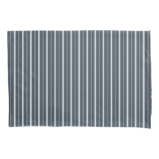 Eleganter Blue Gray French Ticking Stripe Kissenbezug (Vorderseite-Links)