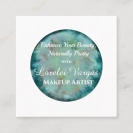 Eleganter Blue Green Watercolor Makeup Artist Quadratische Visitenkarte