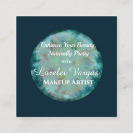 Eleganter Blue Green Watercolor Makeup Artist Quadratische Visitenkarte