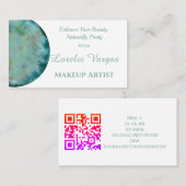 Eleganter Blue Green Watercolor Makeup Artist Visitenkarte (Vorne/Hinten)
