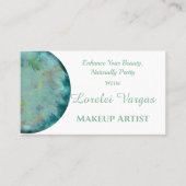 Eleganter Blue Green Watercolor Makeup Artist Visitenkarte (Vorderseite)