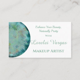 Eleganter Blue Green Watercolor Makeup Artist Visitenkarte