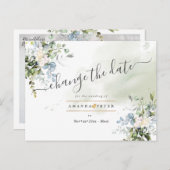 Eleganter Blue Gum Foliage ändert das Datum Postkarte (Vorne/Hinten)