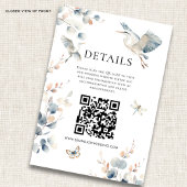 Eleganter Blue Heron QR Code Wedding Details Begleitkarte