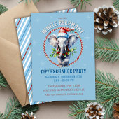 Eleganter Blue Holiday White Elephant Gift Exchang Einladung