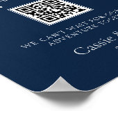 Eleganter Blue Honeymoon Fund Wedding Sign Poster (Ecke)