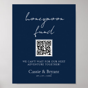 Eleganter Blue Honeymoon Fund Wedding Sign Poster