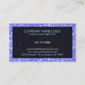 Eleganter Blue Imitats Glitzer mit schwarzen Akzen Visitenkarte (Rückseite)