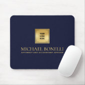 Eleganter Blue Leather Luxury Gold Logo NAME Mousepad (Mit Mouse)