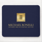 Eleganter Blue Leather Luxury Gold Logo NAME Mousepad (Vorne)