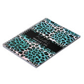 Eleganter Blue Leopard Animal Print Personalisiert Notizblock (Linke Seite)