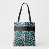 Eleganter Blue Leopard Animal Print Personalisiert Tasche (Vorderseite)