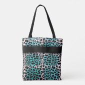 Eleganter Blue Leopard Animal Print Personalisiert Tasche (Rückseite)