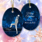 Eleganter Blue Lights Silver Volleyball Player Keramik Ornament