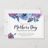 Eleganter Blue Lila Twilight Floral Mütter Day Einladung (Vorderseite)