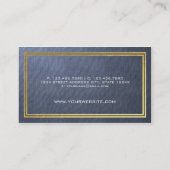 Eleganter Blue Linen und Gold Foil Border Consulta Visitenkarte (Rückseite)