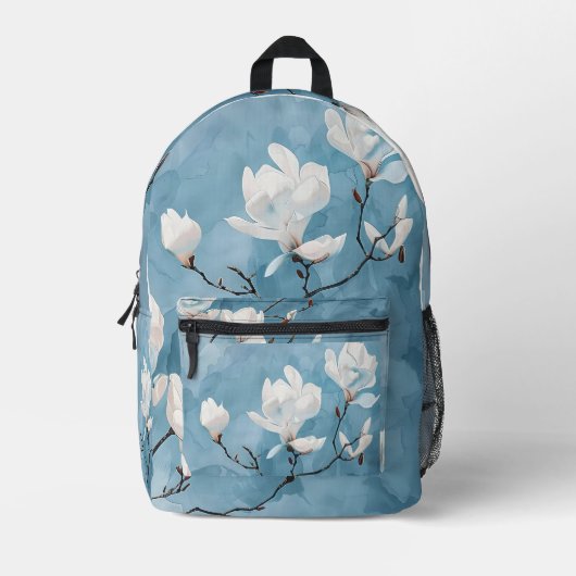 Eleganter Blue Magnolia-Rucksack Bedruckter Rucksack (Vorderseite)
