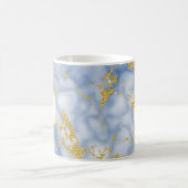 Eleganter Blue Marble Monogram Imitate Gold Glitze Kaffeetasse (Mittel)