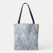 Eleganter Blue Marble Monogram Imitate Gold Glitze Tasche (Rückseite)