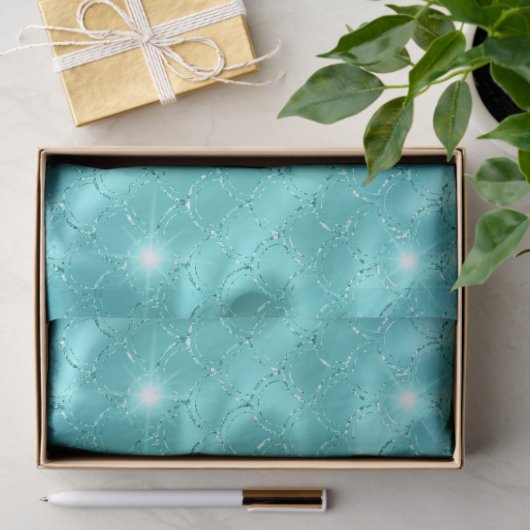 Eleganter Blue Mermaid Scales Metallic Glitzer Seidenpapier (Geschenk)