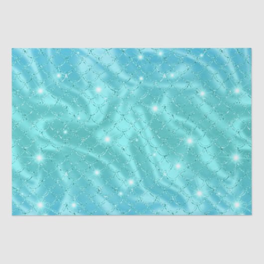 Eleganter Blue Mermaid Scales Metallic Glitzer Seidenpapier (Vorderseite)